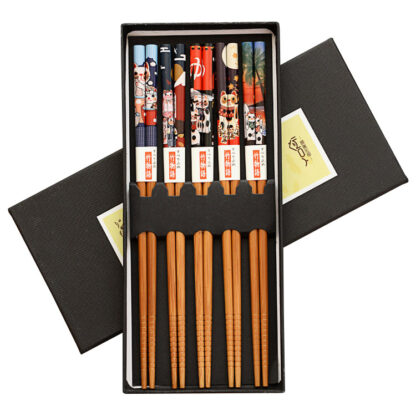 AU Japanese Classic Handmade Natural Bamboo Chopsticks Gift 5 Pair Deluxe Kit 04 